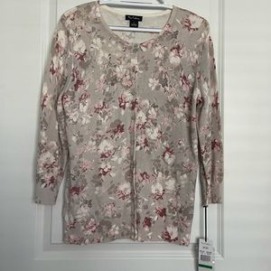 NUE OPTIONS FLORAL 3/4 SLEEVE CARDIGAN